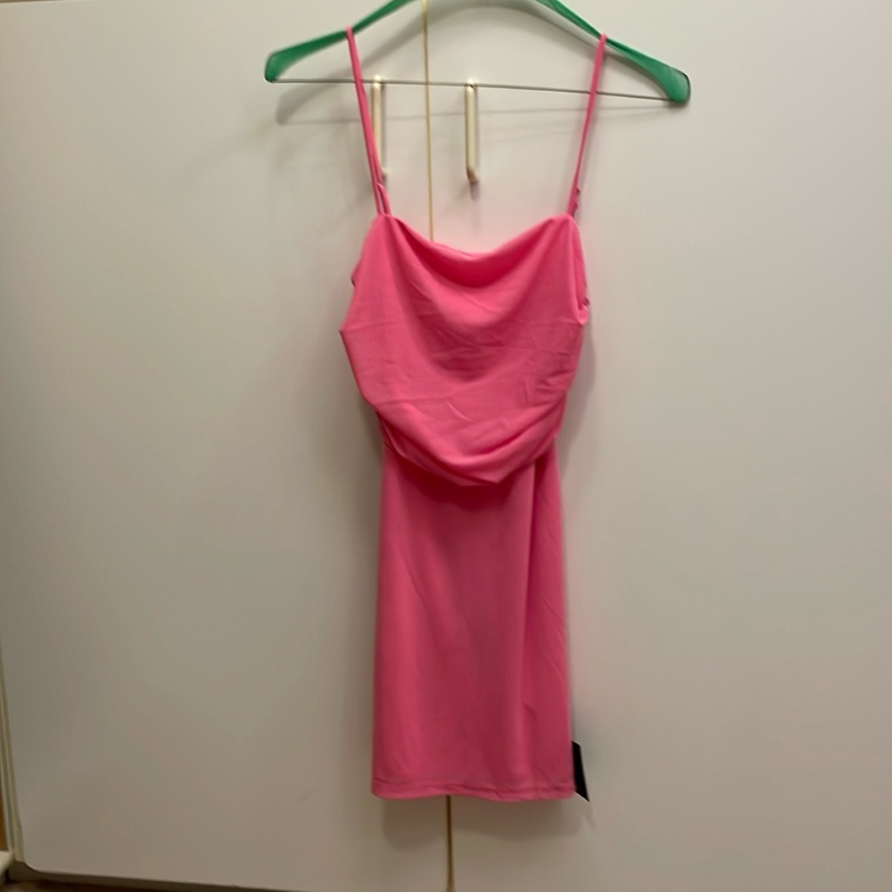 Lulus Barbie pink mesh dress in juniors size L, NWT